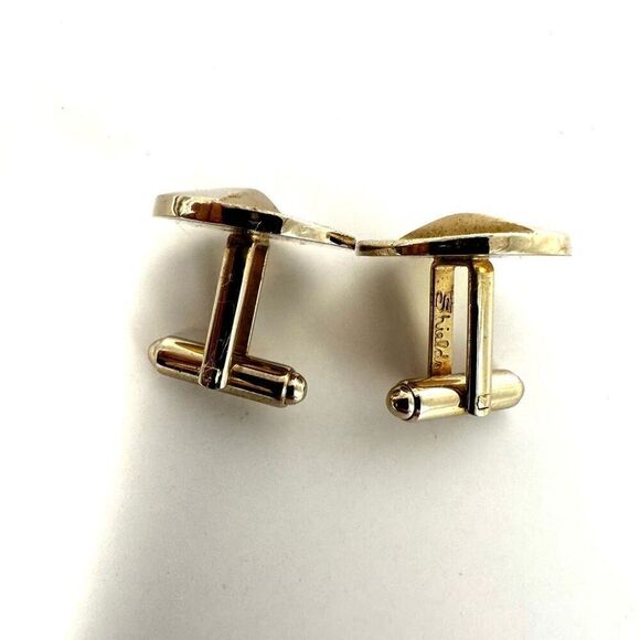 Shields gold tone circle vintage cufflinks - Picture 5 of 8